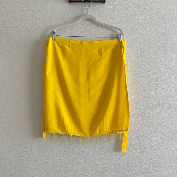 Vintage yellow beaded wrap mini skirt - Picture 1 of 8